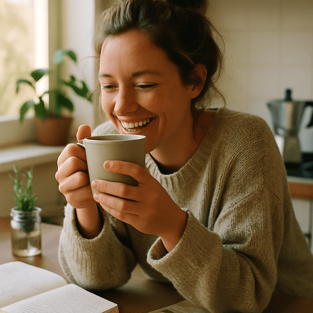 A calm, grounded moment at the start of a wellness routine